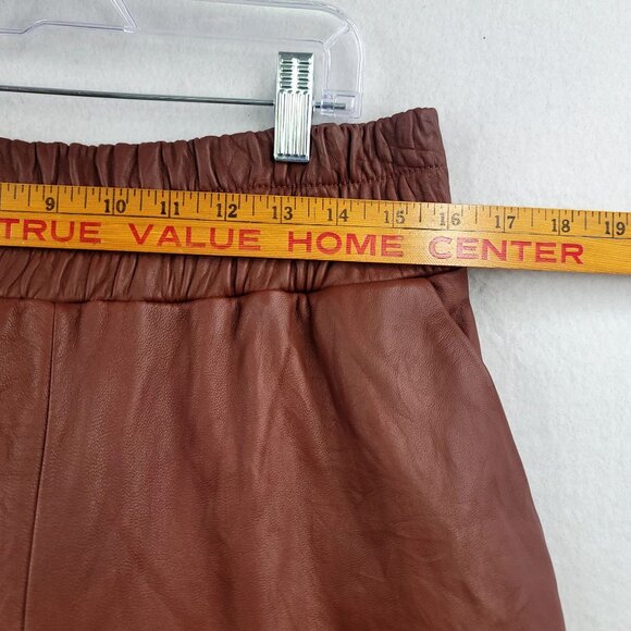 Veronica Beard Cognac Wasia Rust Lamb Leather Loose Fit Jogger Size 12 - Picture 10 of 13